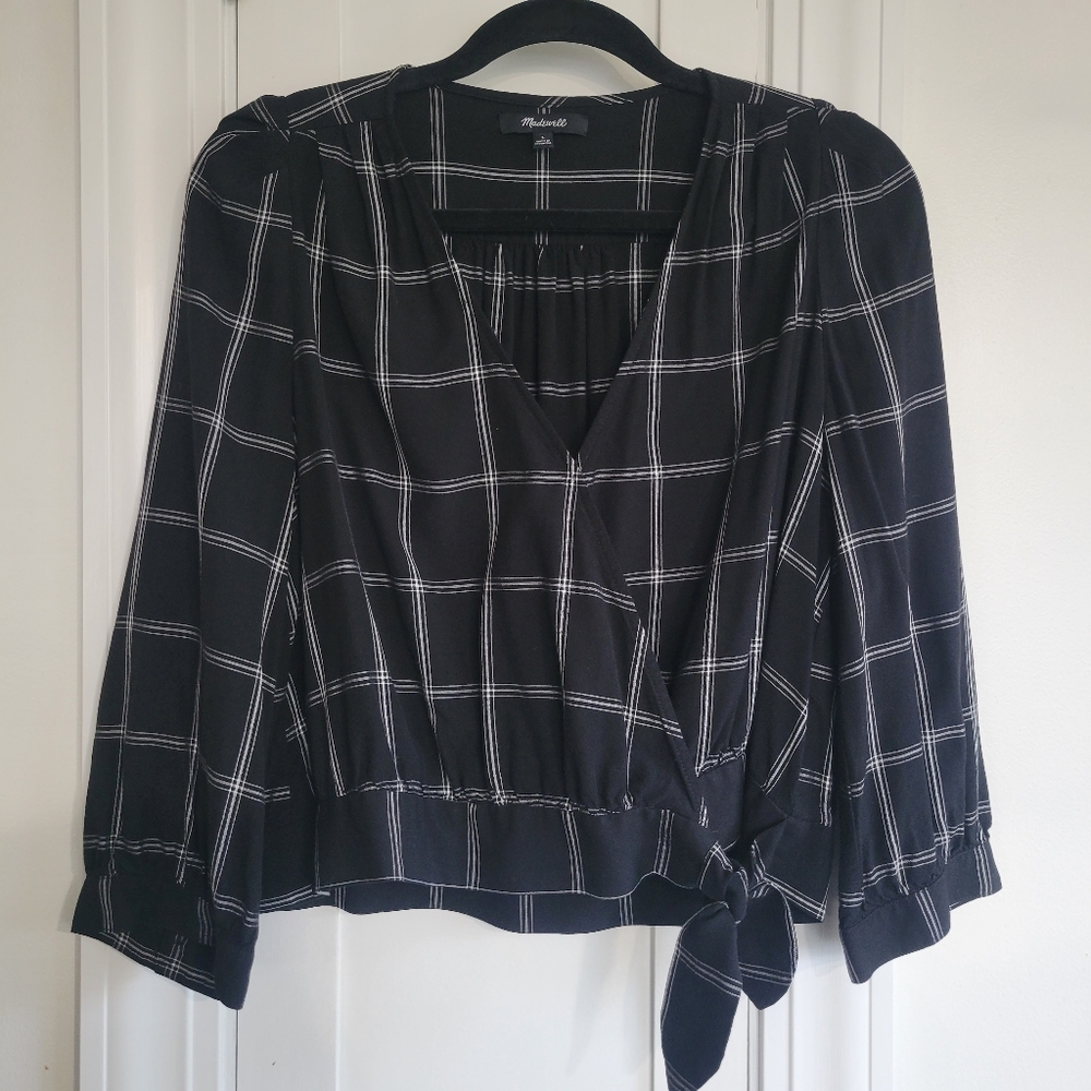 Madewell Wrap Top in Windowpane